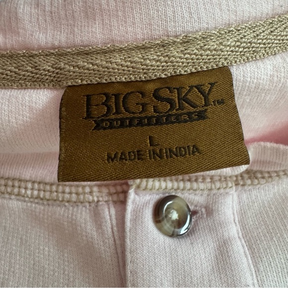 Big Sky Outfitters Men’s Light Pink Cotton Henley Shirt Long Sleeve L - Picture 4 of 7
